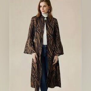 Stylewe Brown and Black Patterned Long cardigan